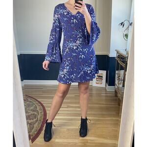 Loft long sleeve Purple floral shift dress